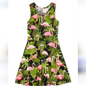 Children's Place Girls Sleeveless Flamingo Print Knit Racerback Dress Si…